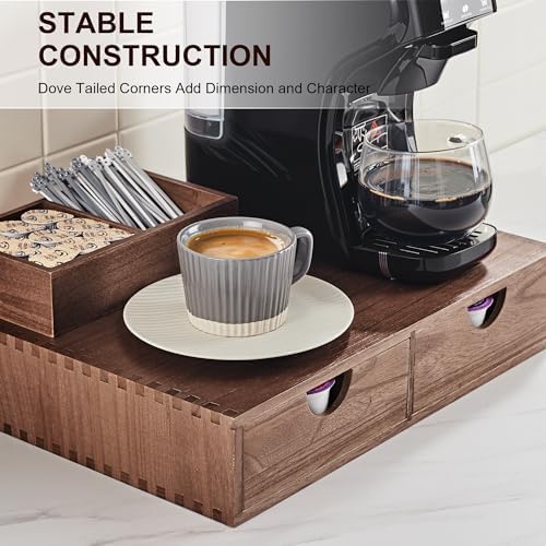 SMARTAKE Wooden Coffee Pod Organizer Storage Box Coffee Tea Organizer