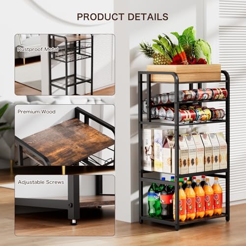 Soda Can Organizer for Pantry,5-Tier Drink Storage Shelf,Black