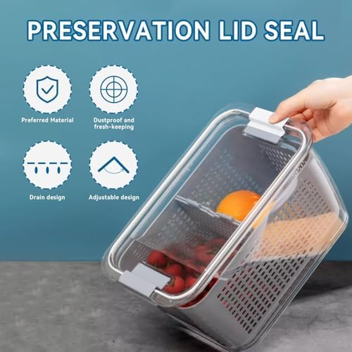 Cyrank Lettuce Keeper for Fridge, Produce Saver Container with Drain