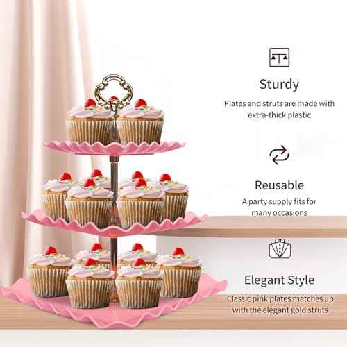 NWK 5-Piece Cupcake Stand & Appetizer Trays Set (Pink)