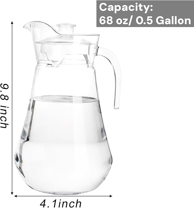 SOUJOY 2 Pack Plastic Pitcher, 68Oz Clear Iced Water Jug - Image 2