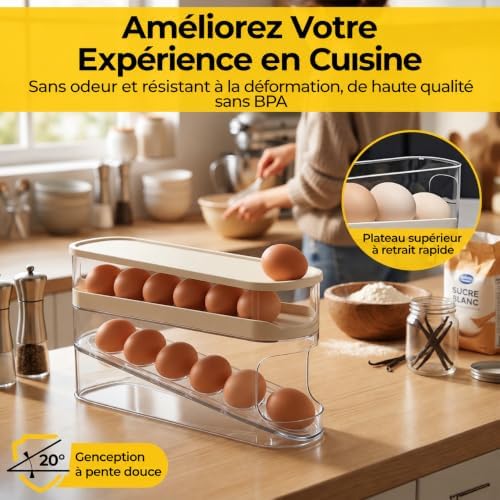 ALKAMI Egg Holder for Fridge, 12 Eggs, 2-Tier
