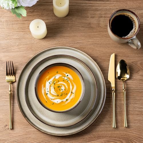 GBHOME Dinnerware Sets for 8, 24 Pieces Ceramic Plates and Bowls Set