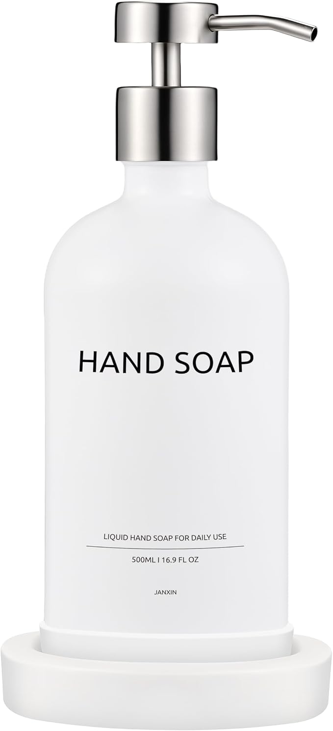 Glass Soap Dispenser Bathroom Set by Janxin, Foaming Kitchen soap Dispenser by Janxinmakeyouloveyourhome