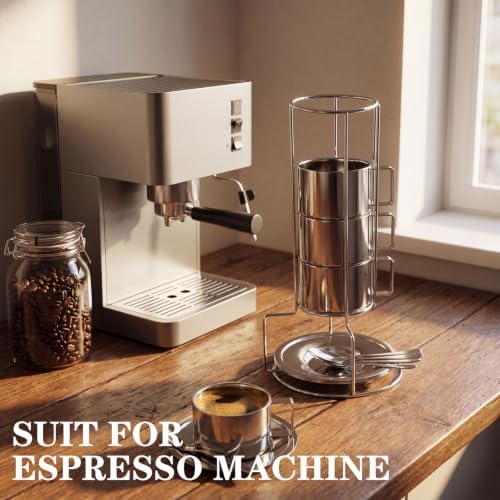4 Pack Stainless Steel Coffee Cup Set 6 oz, 200 ml