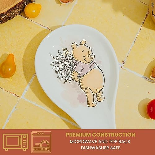 Silver Buffalo Disney Winnie the Pooh Floral Ceramic Spoon Rest, 9.45”