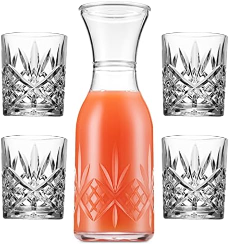 Godinger Carafe Pitcher and Drinking Glasses Set, Acrylic Shatterproof