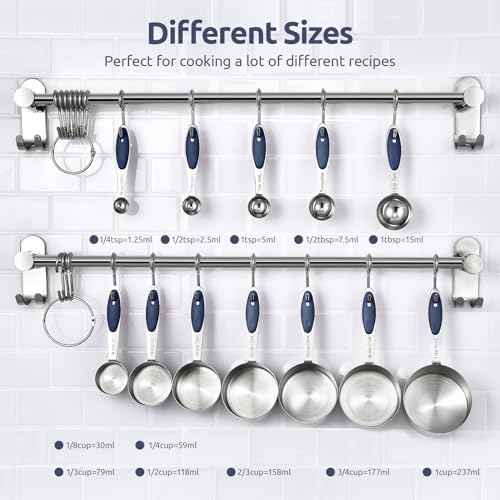 U-Taste Measuring Cups Spoons Set, 18/8 Stainless Steel, 12Pc/Midnight Blue