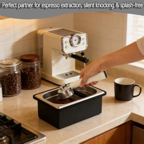 Espresso Knock Box,Stainless Steel Knocker Storage Box