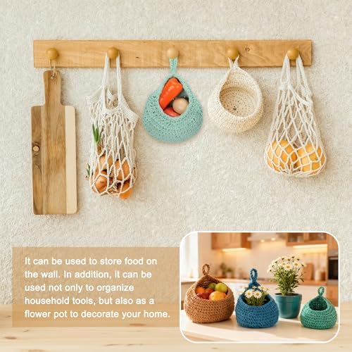 uxcell Hanging Fruit Baskets for Kitchen Hand-Woven Wall