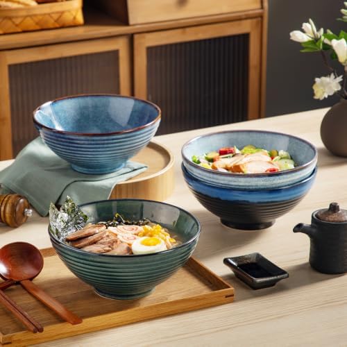 vancasso 45 oz Large Ramen Bowls Set of 2, Japanese Ceramic Noodle