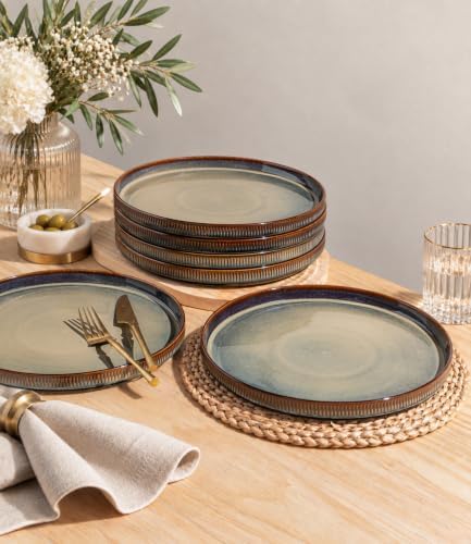 theterra Ceramic Dinner Plates Set of 2, 10.25 Inch Dinnerware Plates