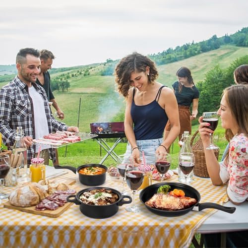 Non-Stick Cookware Set, Portable Lightweight Cast Iron Pots and Pans