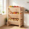 Stackable Potato Onion Storage Bins - Wooden Produce Basket - Fruit