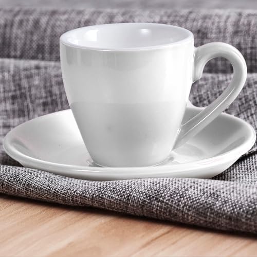homEdge Porcelain Espresso Shot Cup Set with Saucers and Stainless