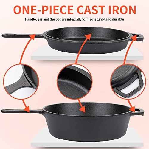 Overmont 2-in-1 Cast Iron Dutch Oven - 3.2QT Deep Pot with Lid Recipe