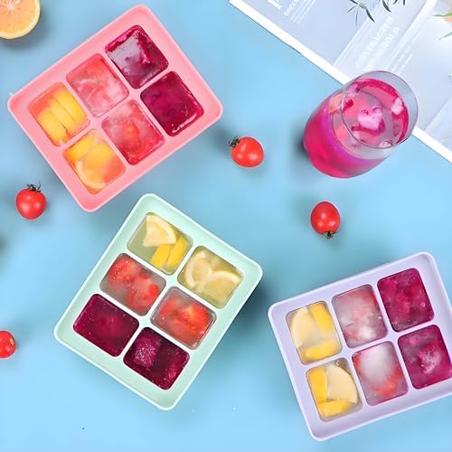 3Pcs Ice Cube Tray,Each Cube 2 oz(60ml) Baby Food Freezer