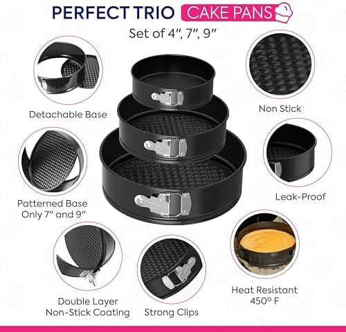 Riccle 148PCs Non-Stick Springform Cake Pan Set, 4, 7, 9 Inches