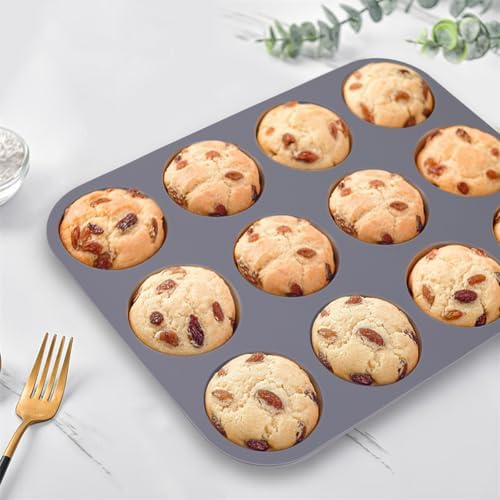 3 Pack 12 Cups Silicone Muffin Pan,Nonstick Regular Silicone Cupcake