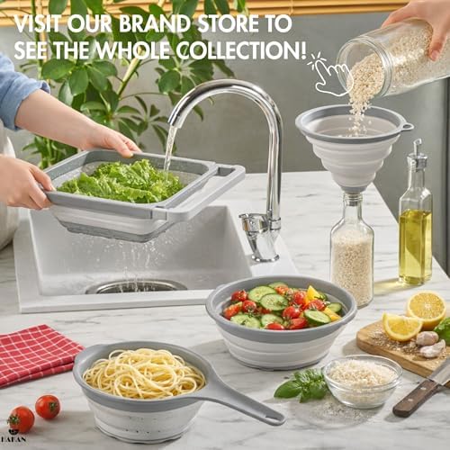 Collapsible Colanders for Kitchen | Strainer with Handle, Over Sink