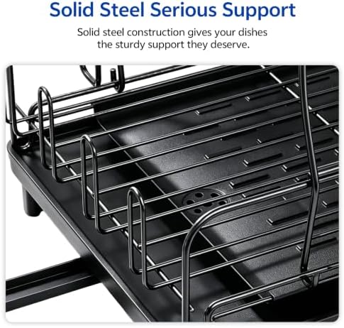 2-Tier Expandable Carbon Steel Dish Rack, 17-27in