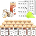 SWOMMOLY 24 Pcs Spice Jars with Labels, 4 oz Glass Jars with Bamboo