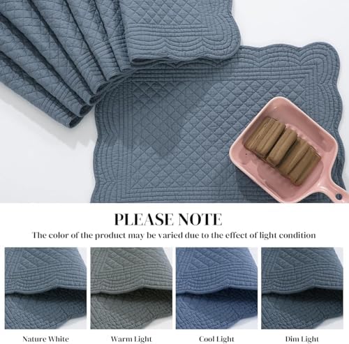 HOMBYS Quilted Placemats Set of 8 Washable-Rectangular Placemats for