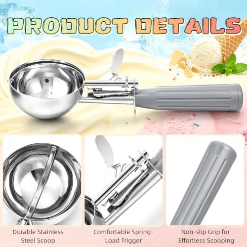 2 Pcs Cookie Scoop Ice Cream Scoop with Trigger Release 4 oz Stainless