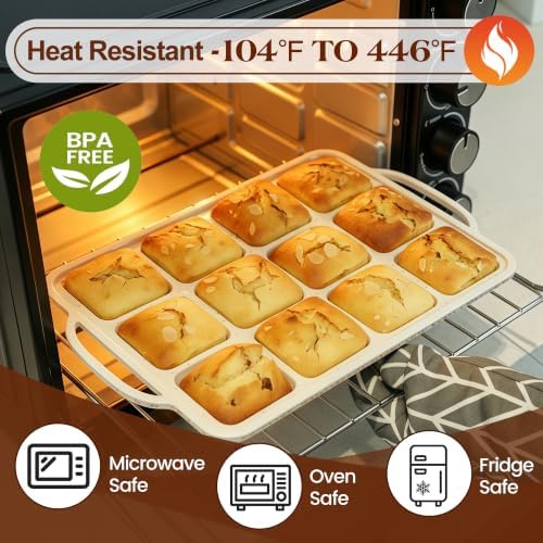 CAKETIME Silicone Brownie Pan with Dividers Metal Reinforced Frame