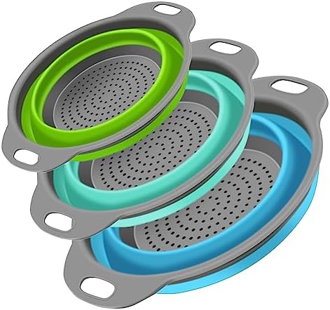 3-Packs Strainers for Kitchen Colander with Handles 3 Size Collapsible