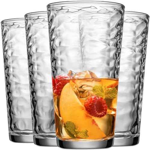 Glaver's Drinking Glasses Set of 4 Highball Glass Cups, 17 Oz. Basic