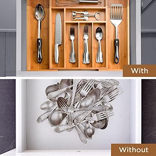 Bamboo Expandable Silverware Organizer, 8 Compartments, 17 Inch