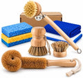 8-PC Wood Brush Kitchen Set for Pots, Dishes, Cups & Glasses
