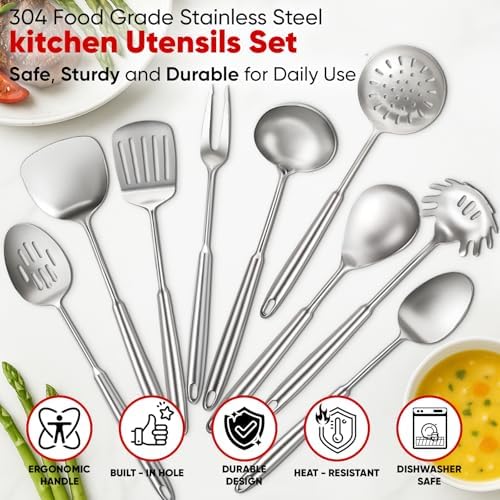 Newness 9-Piece Stainless Steel Cooking Utensil Set