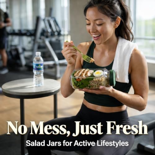 Salad Bowl Jar with Lid, Side Opening Salad Pod Lunch Solution, Free