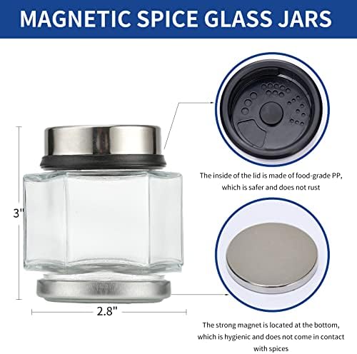 10-Piece 5oz Glass Magnetic Spice Jars