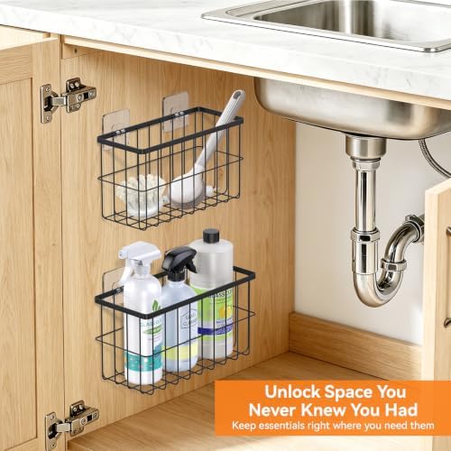 FAMNONE 2-Pack Adhesive Cabinet Door Organizer, 5.9" Inside Cabinet
