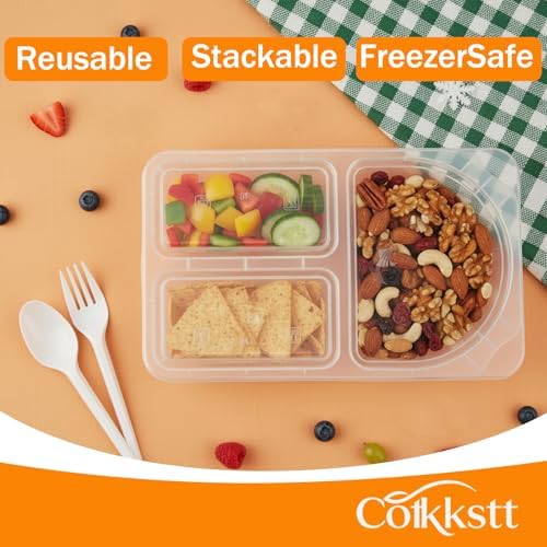 80Pack 9oz Reusable Snack Containers with Lids for Adult, 3