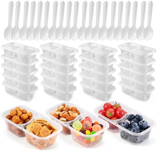 20 Set Snack Containers with Lids & Spoons, Transparent