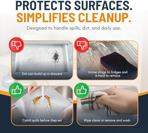 Refrigerator Liners for Shelves (12 Pack) by Linda’s Essentials
