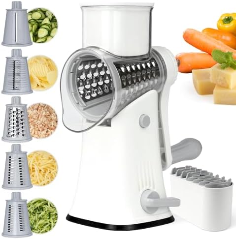 Rotary Cheese Grater Hand Crank, 5 Blades