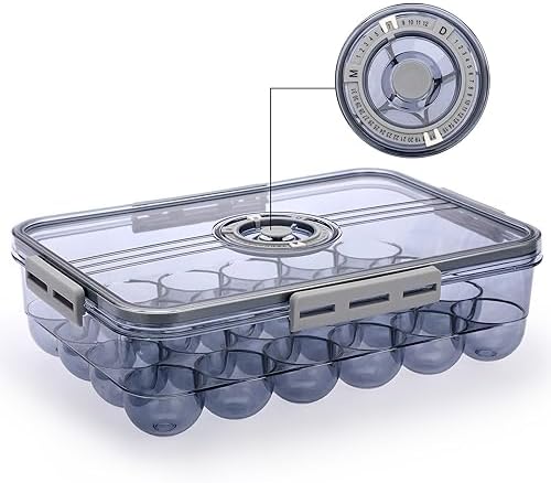 BTSKY Plastic Egg Holder for Fridge, 24 Eggs