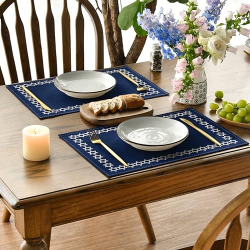 Artoid Mode Passover Hexagram Placemats Set of 4, 12x18 Inch Seasonal