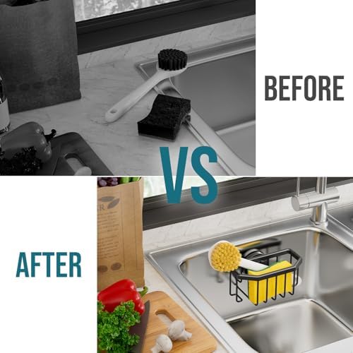 TAILI Sponge Holder for Kitchen Sink, Black