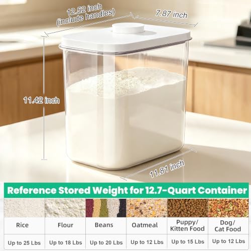 Large Rice Storage Container 20 - 25 Lbs, Airtight Dry Food Flour