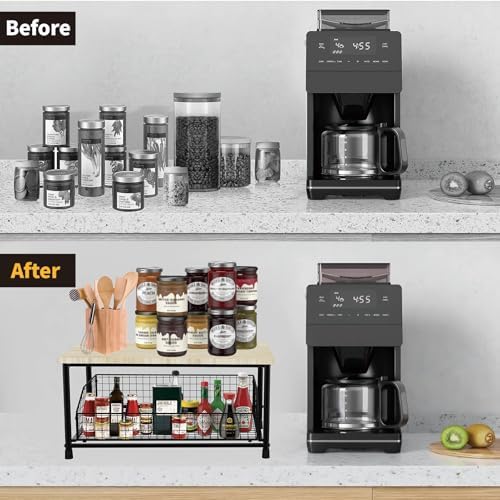 Kitchen Microwave Rack with Drawer Storage Basket