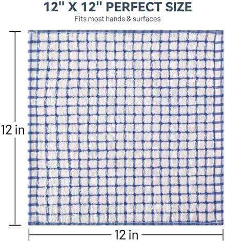 Egles 12 Pack 100% Cotton Kitchen Dish Cloths, 12 x 12 Inch Dishcloths