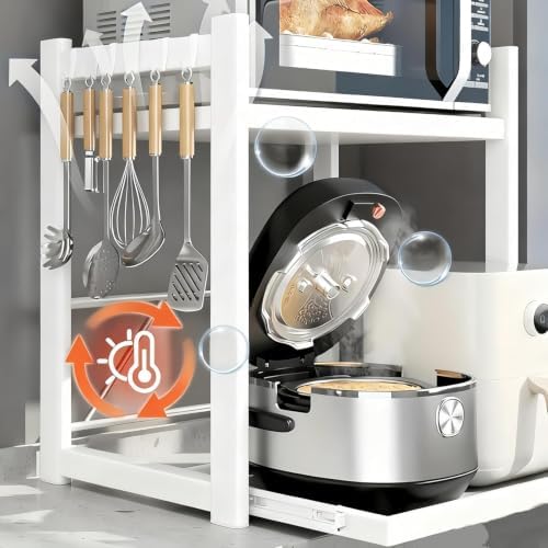 22.83X23.22IN 2-Tier Expandable Microwave Bakers Rack