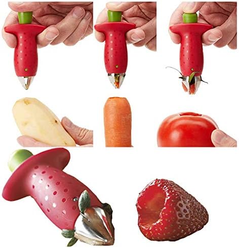 Strawberry Huller Stem Remover and Strawberry Slicer Set,Potatoes
