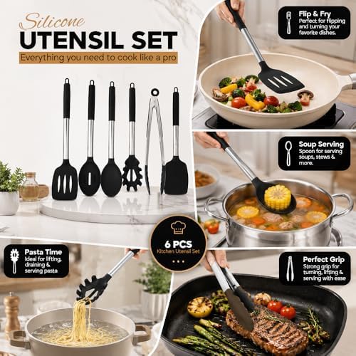 Silicone Cooking Utensils Set, 6 Pcs